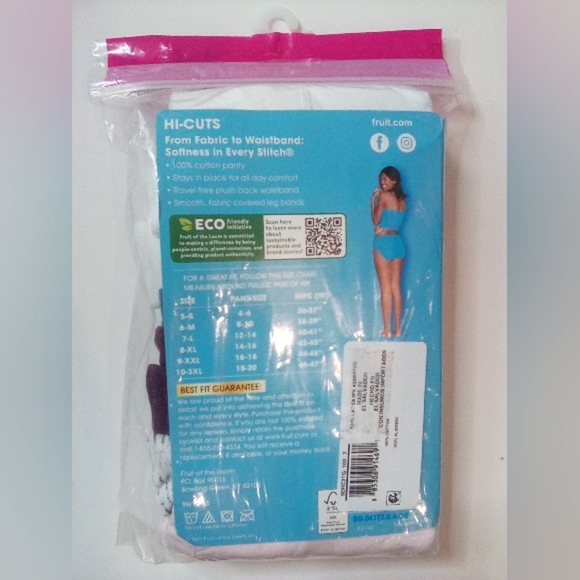 Fruit of the Loom Women's 6pack Cotton Hi Cuts Briefs Size 7/L NEW - Picture 2 of 3